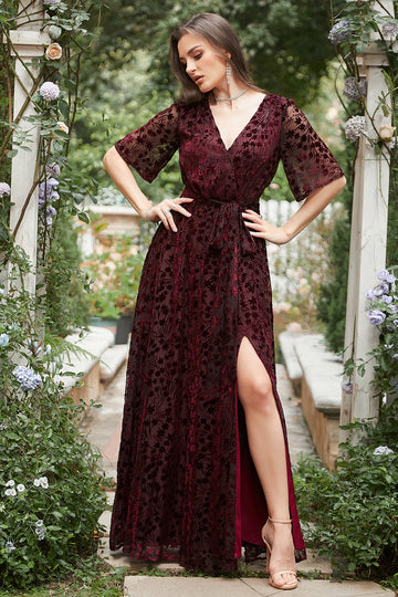 Vestido de Dama de Honor Cuello en V A Línea